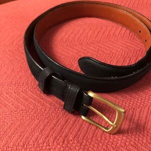 Coach Black Suede Belt 42 Solid Brass Buckle EUC